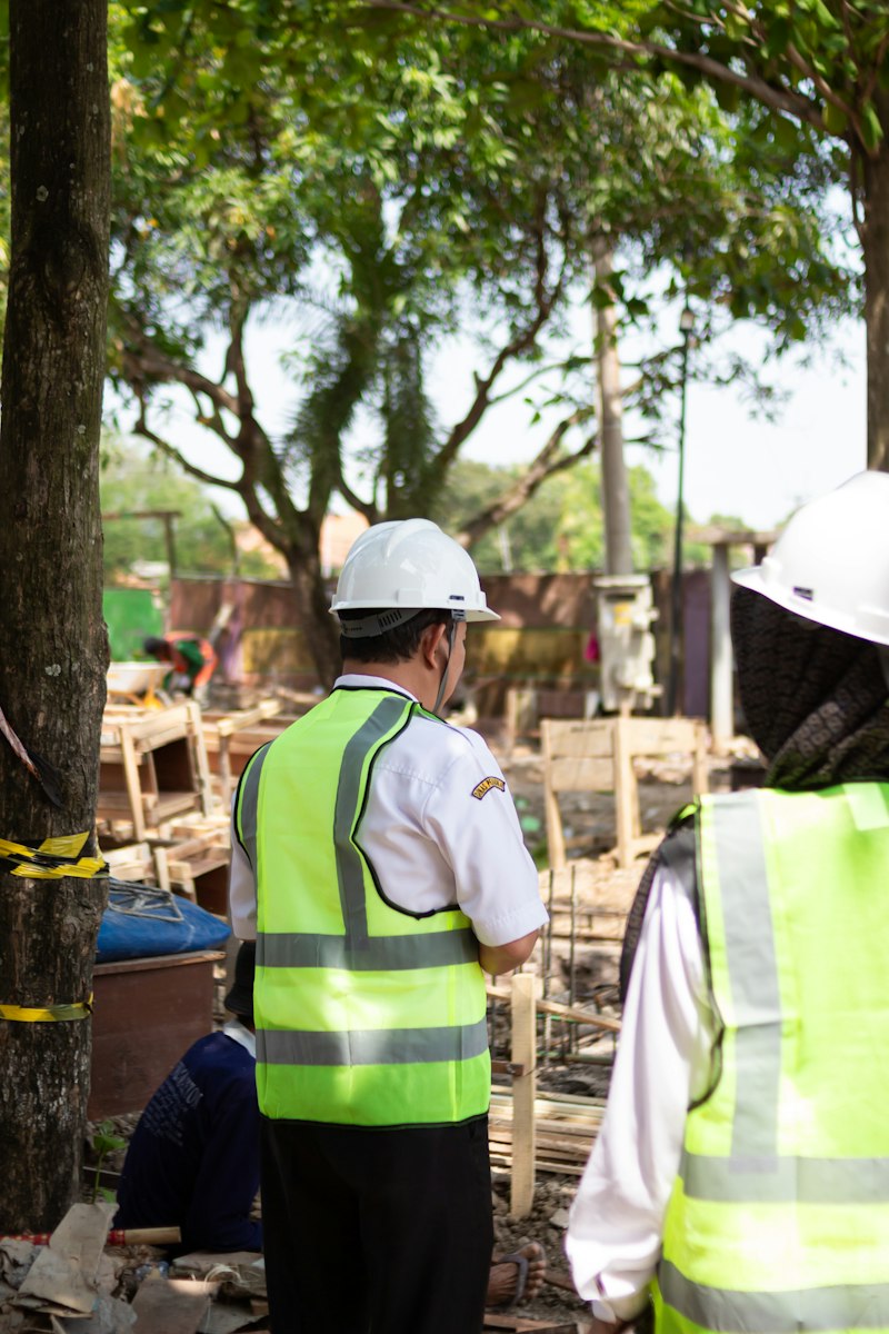 Construction workers on a Malaysian building site