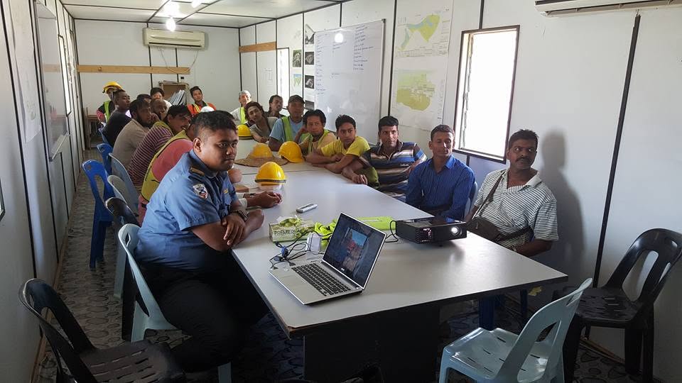 Naja Safety training session inside a portable container classroom