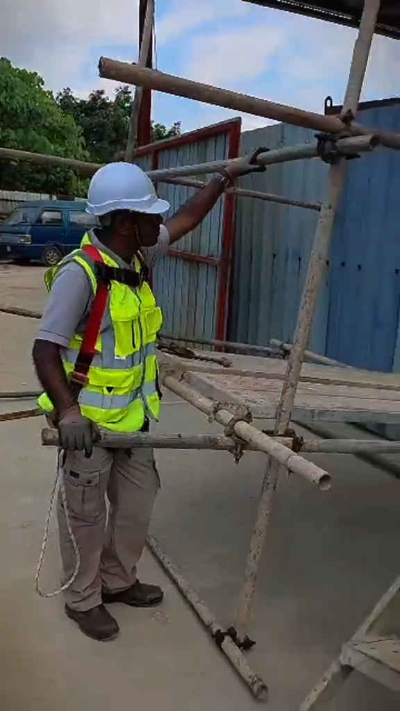Scaffold worker on a construction site